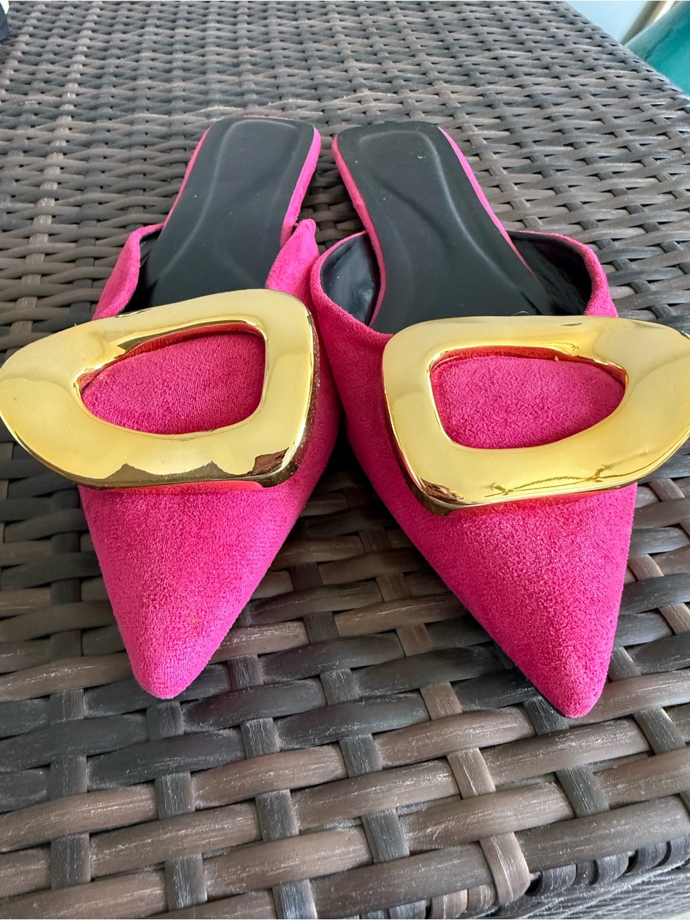 Hot Pink Mules Faux Suede Size 11 Women - Picture 2 of 6